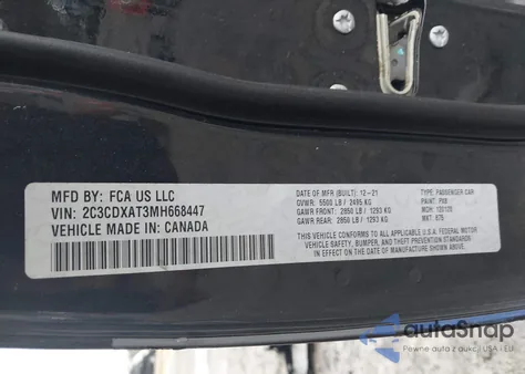 2021 Dodge Charger Police Rwd z USA, uszkodzony, nr VIN 2C3CDXAT3MH668447